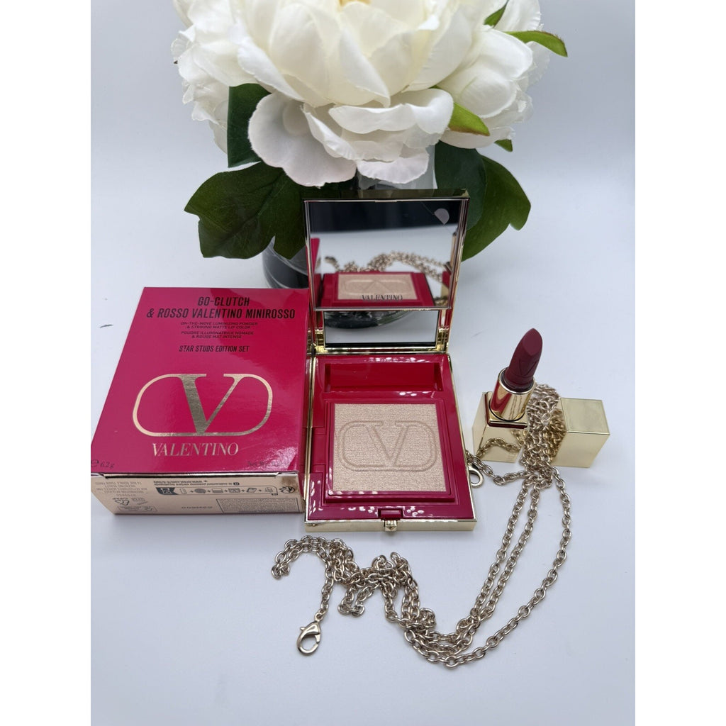 Valentino Star Studs Edition Set Go Clutch Luminizing Powder 111 & Lipstick 111A