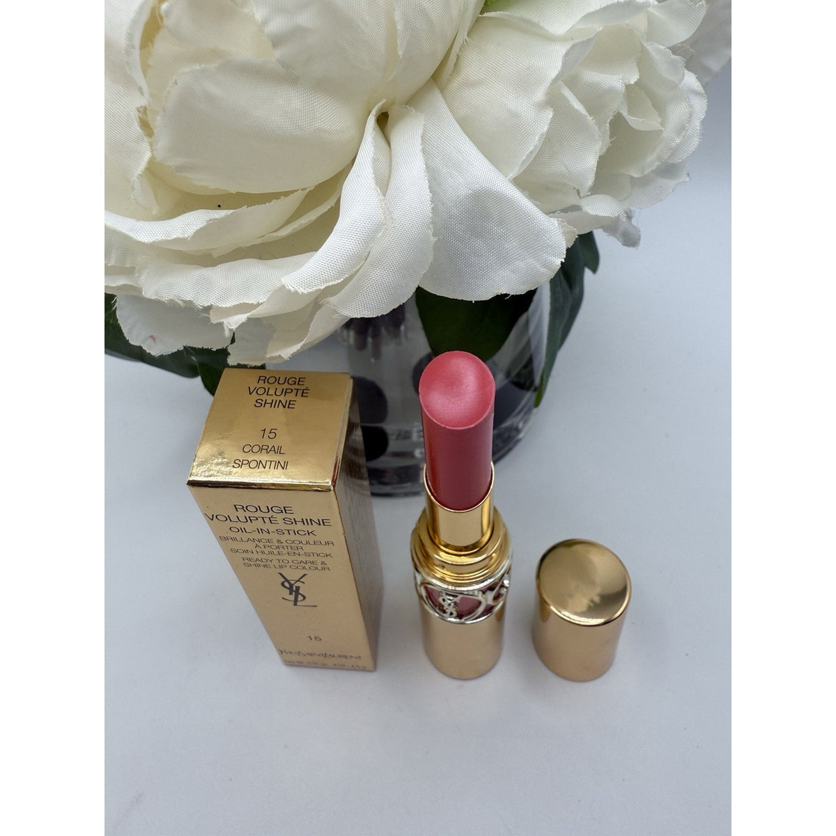 Yves Saint Lauren Rouge Volupte Shine OIL IN STICK 15 CORAIL SPONTINI .15oz