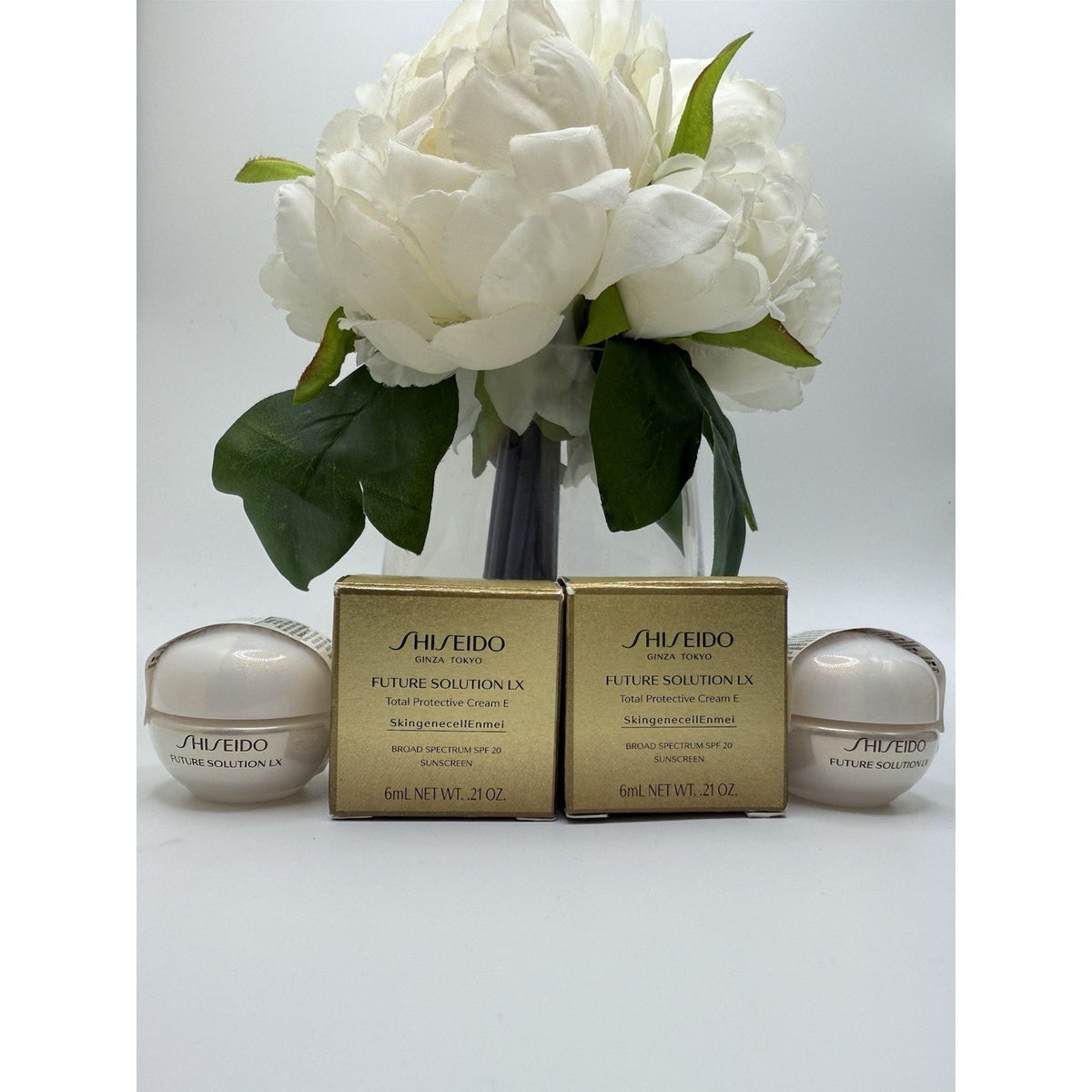 2 Shiseido Future Solution LX Total Protective Cream E SPF20 Sunscreen .21oz Ea