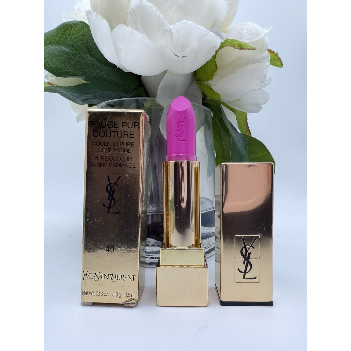 Yves Saint Laurent ROUGE PUR COUTURE SATIN LIPSTICK 49 Rose Tropical 99% Full