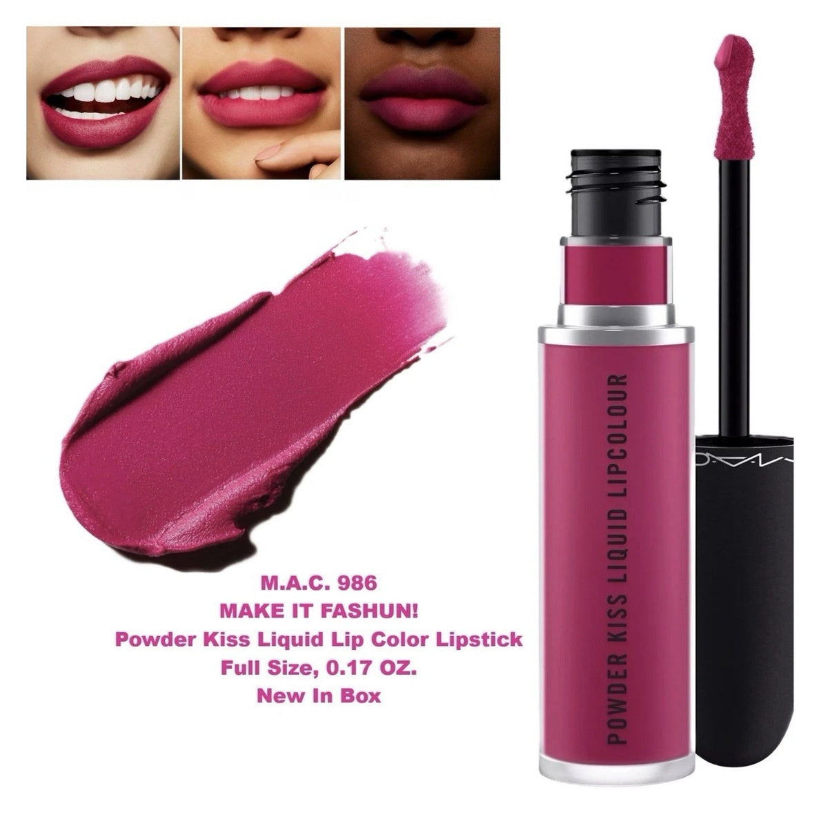 Mac Powder Kiss Liquid Lip Color 986 MAKE IT FASHUN 0.17 OZ / 5ml