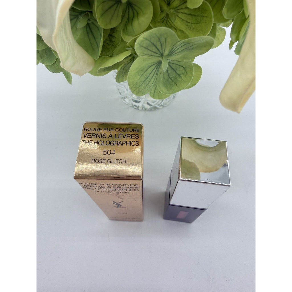 YSL Yves Saint Laurent Pur Couture The Holographic Glossy Stain 504 Rose Glitch