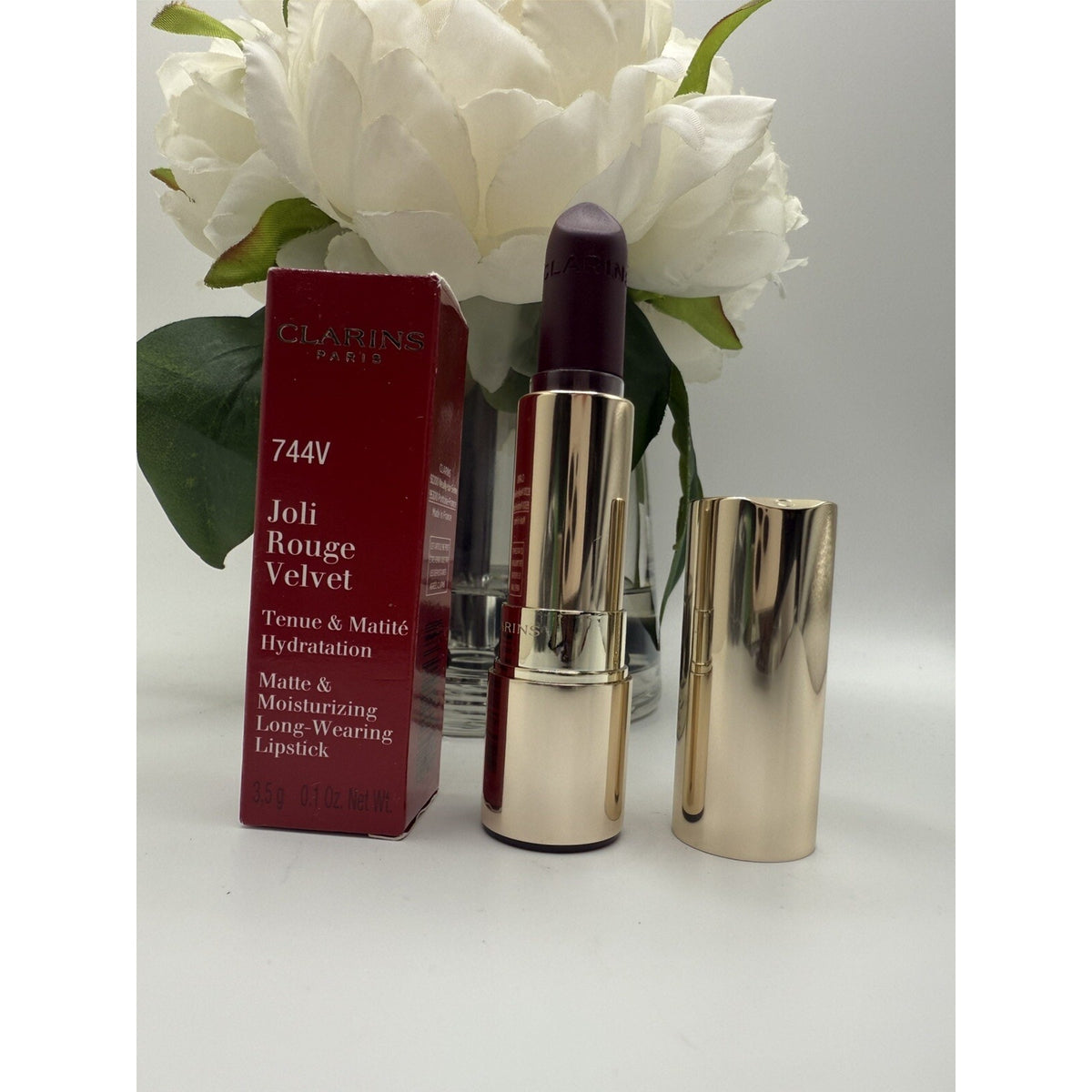 Clarins Joli Rouge Velvet Matte Lipstick 744V Plum 3.5g