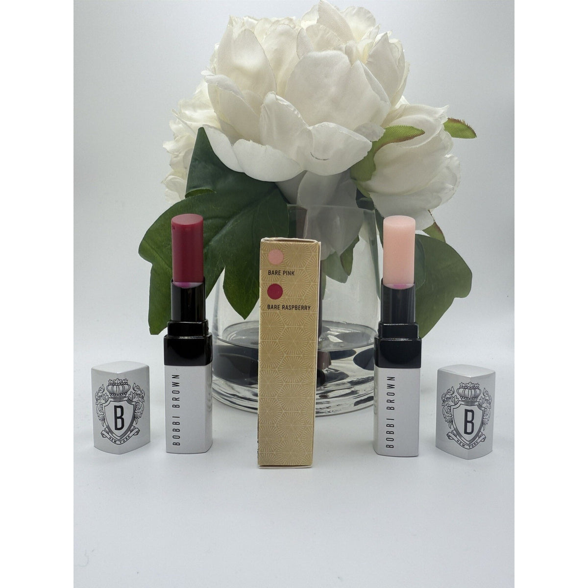 Bobbi Brown a tint of glam extra lip tint set Bare Pink & Bare Raspberry Full Sz