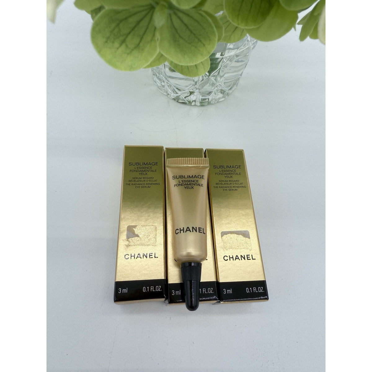 3 Chanel Sublimage L'essence Fondamentale Yeux Eye Serum 0.1 fl oz / 3ml Ea