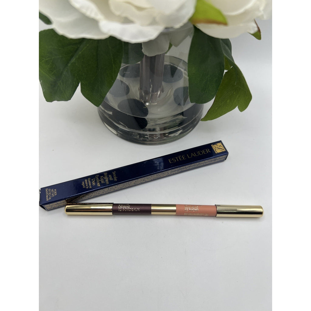 Estee Lauder Smoke And Brighten Kajal Eyeliner Duo 02 Bordeaux/Ivory .5g Each