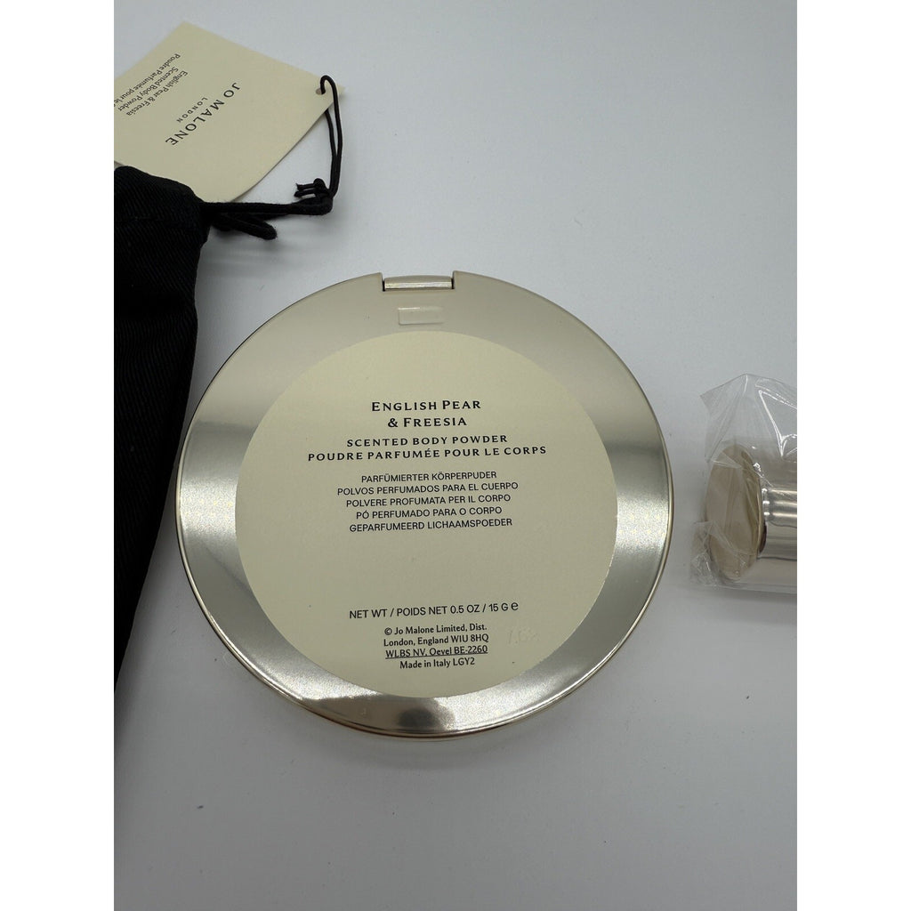 Jo Malone English Pear & Freesia Scented Body Powder Compact & Brush Set, NEW