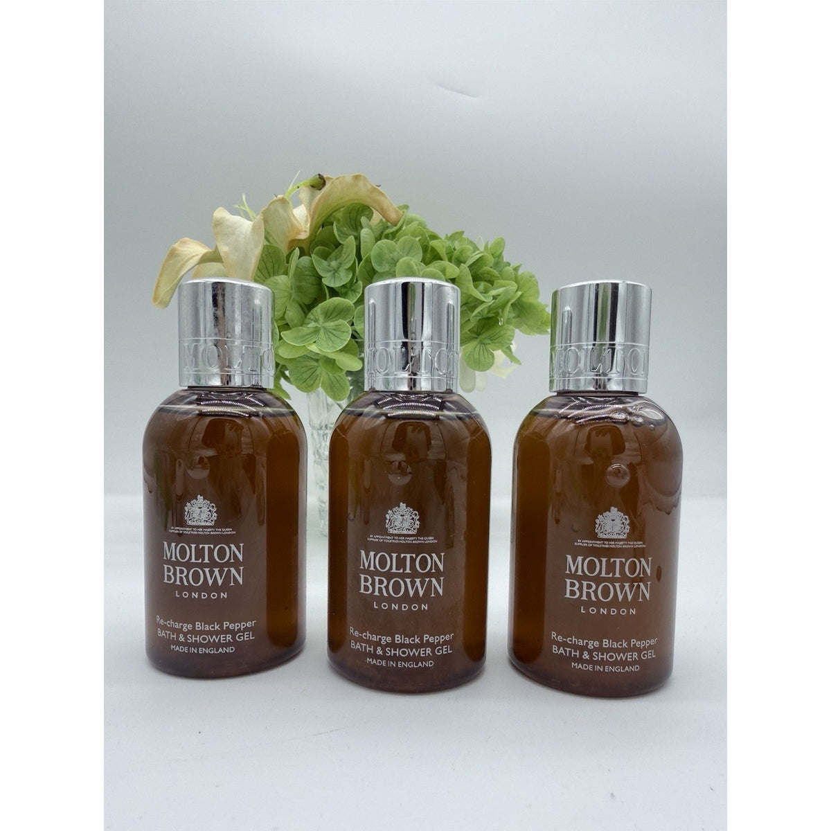 Set of 3 Molton Brown Re-charge Black Pepper Bath & Shower Gel 3.3oz /100ml Each