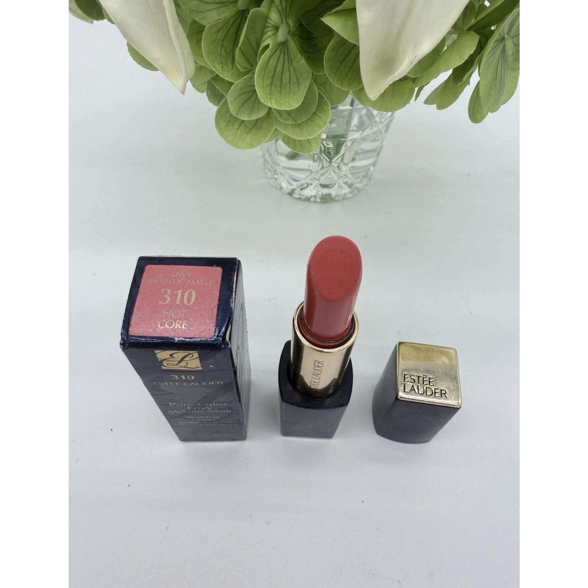 Estee Lauder Lipstick 310 Hot Core Metallic Matte 3.5g New Unused