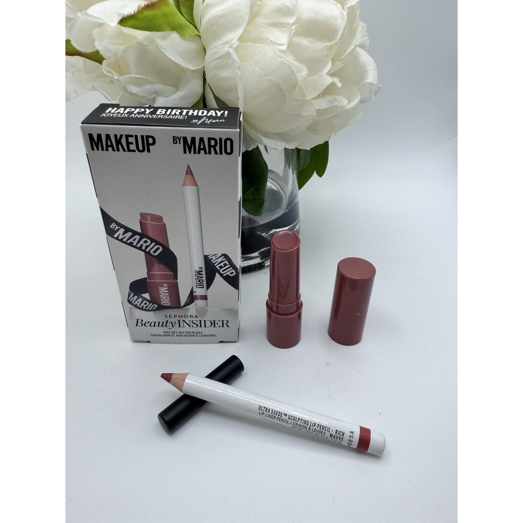 MAKEUP BY MARIO Plumping Lip Serum Rosewood Glow & Lip Pncil Rich Mauve Mini