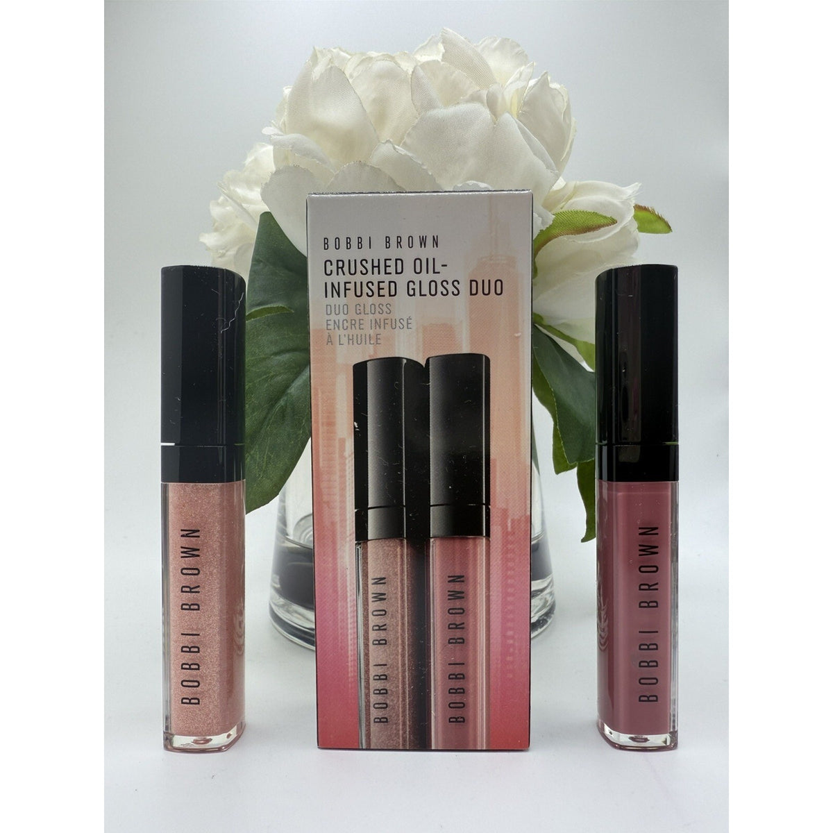 Bobbi Brown Crushed Oil-Infused Lip Gloss Duo Bare Sparkle & New Romantic